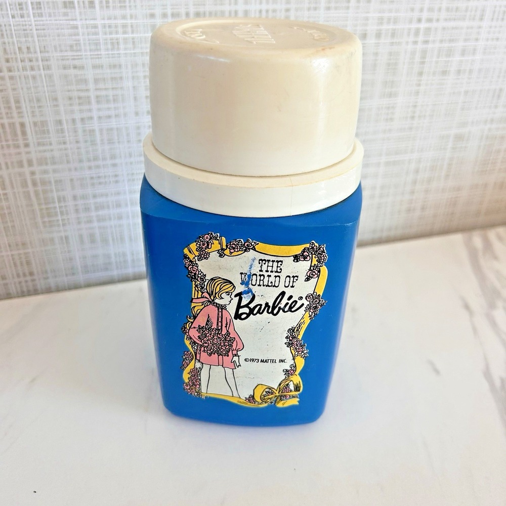 Vintage Barbie Thermos 1973 The World‎ of Barbie Blue Plastic Mattel Inc BxRR
